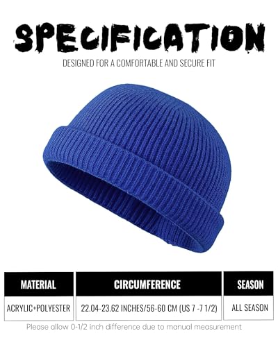 Croogo Brimless Hat Beanie Docker Cap Rolled Cuff Worker Sailor Skullcap - color: Ct47-royal Blue