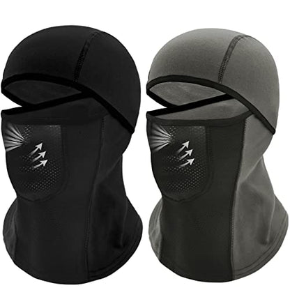Breathable Kids Balaclava Ski Mask (2 Pack), Fleece Winter Face Mask for Cold Weather Boys Girls - Children Windproof Hat - color: Black + Grey