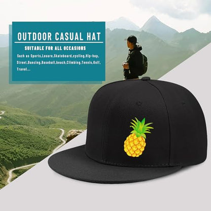 Pineapple Hat Flat Bill Baseball Hats for Men Fashion Black Baseball Cap for Women Adjustable Flat Brim Trucker Hat - color: Cool Pineapple