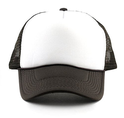 NYFASHION101 Plain Mesh Trucker Hat - Breathable 6-Panel Daily Snapback Cap, Customizable Ideal for DIY Embroidery & Patches - color: Brown/White
