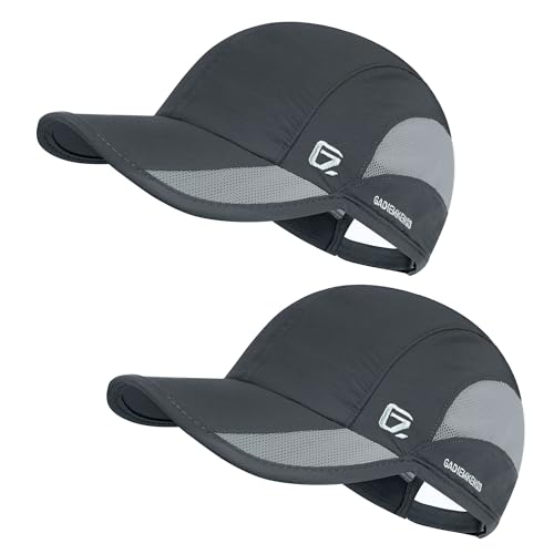 GADIEMKENSD Outdoor Running Hat Breathable Mesh 2PACK - color: Dark Gray, size: 6 7/8-7 1/4