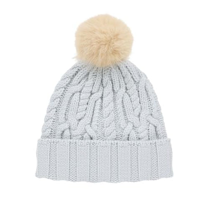 Tilley Unisex Adult Pom Pom Cable Beanie - color: Ice Blue, size: One Size