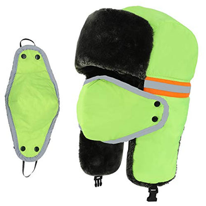 Winter Trapper Hats Ushanka Russian- Men Women Trooper Ear Flaps Hunting Face Masks Ski Snow Cold Weather - color: Green
