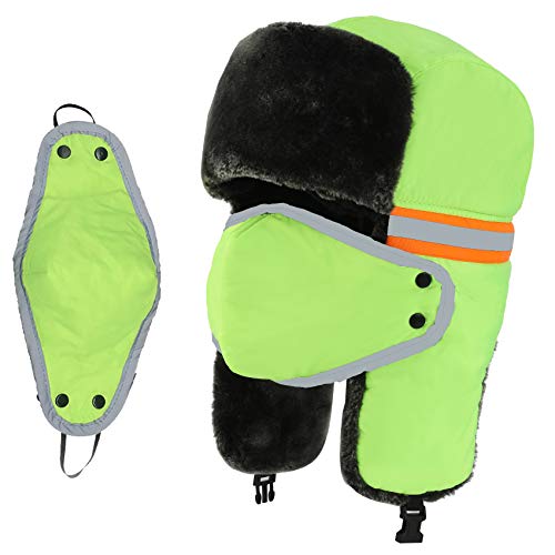 Winter Trapper Hats Ushanka Russian- Men Women Trooper Ear Flaps Hunting Face Masks Ski Snow Cold Weather - color: Green