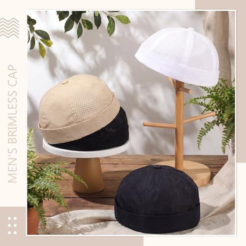 Tivi 4 Pack Mens Mesh Brimless Hat Docker Caps Quick Dry Summer Skullcap