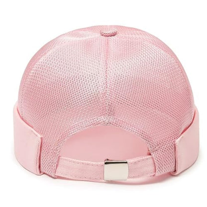 Mens Mesh Brimless Cap with No Brim, Summer Docker Cap Beanie Hat Flip Sailor Skullcap Breathable - color: Pink