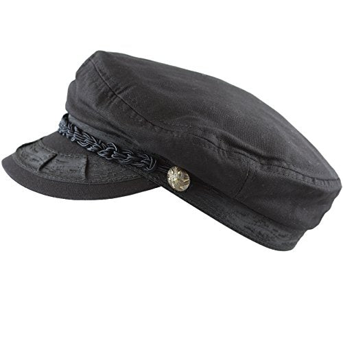 The Hat Depot Unisex Cotton Yachting Style Sailing Greek Fisherman Cap hat - color: Black, size: Large-X-Large