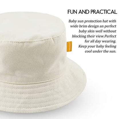 JANGANNSA Cotton Baby Sun Hat Infant Toddler Boys Girls Bucket Hats Summer Sun Protection Kids Beach Caps - color: Beige+green, size: 1-2T