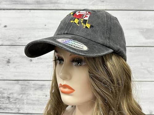 America State City Flag Hats - color: Maryland Flag (Washed Black)