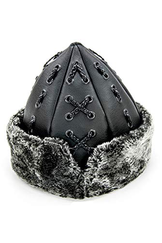 ihvan online Turkish Ottoman Bork Hat, Ertugrul Faux Leather Fur Winter Cap - color: Black / Style-2