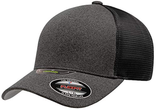 Flexfit Melange Unipanel Trucker Cap - color: Dark Grey/Black, size: X-Small-X-Large