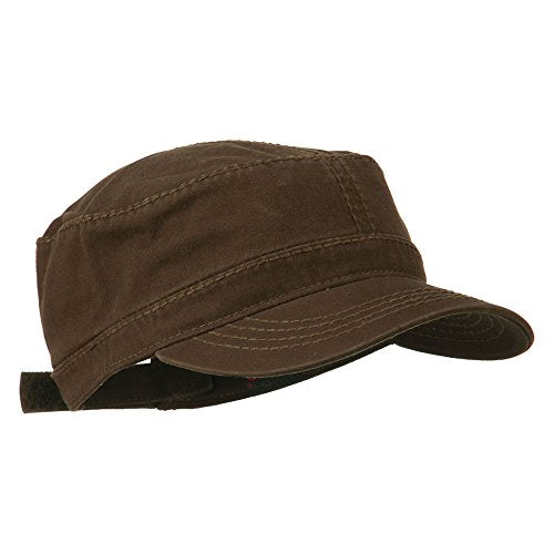 Garment Washed Heavy Stitching Army Cap - Dk Brown OSFM