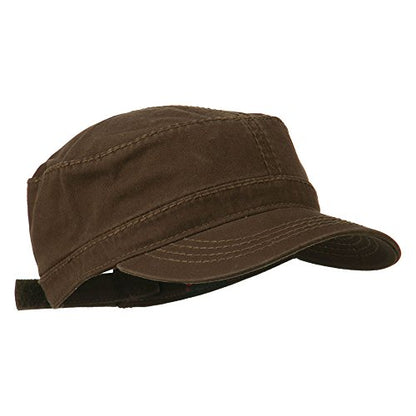 Garment Washed Heavy Stitching Army Cap - Dk Brown OSFM