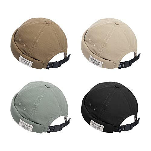 Croogo Hats for Men - Brimless Cap, Retro Strapback, Adjustable Landlord Skullcap - color: Gd43-beige