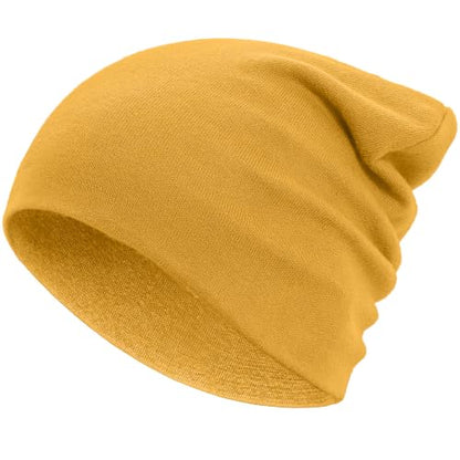100% Cotton Thin Beanie Hat Women Men Soft Slouchy Chemo Skull Cap - color: 1pc Yellow