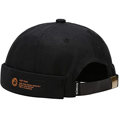 XYIYI Mens Docker Cap Brimless Hats Skullcap Worker Sailor Cap Rolled Cuff Retro Beanie Hat - color: Keep Going Black