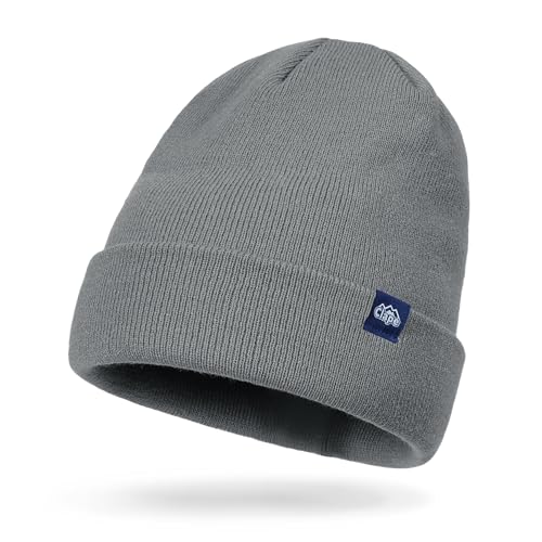 CLAPE Cuff Rolled Beanie for Men Women, Soft Knit Winter Hat Double-Layer Warm Ski Skull Cap Stretch Fit - color: Clkh02-gray
