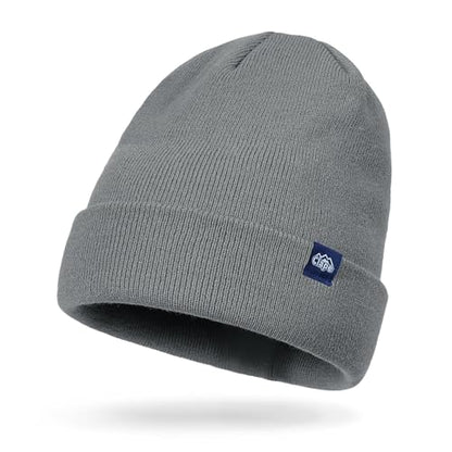 CLAPE Cuff Rolled Beanie for Men Women, Soft Knit Winter Hat Double-Layer Warm Ski Skull Cap Stretch Fit - color: Clkh02-gray