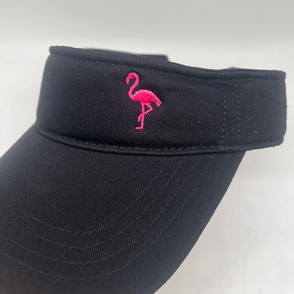 Embroidered Adjustable Sun Visor for Women Men Outdoor Golf Tennis - color: Flamingo/Black