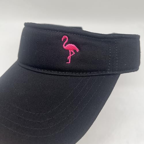 Embroidered Adjustable Sun Visor for Women Men Outdoor Golf Tennis - color: Flamingo/Black
