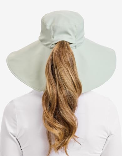 Solbari Women's Ultra Wide Brim Hat UPF 50+ - color: Coolgreen/Beige, size: Small-Medium