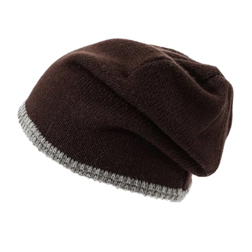 Slouchy Knit Beanies Winter Hats for Women Men Soft Warm Slouch Cuffed Skullcap Knitted Beanie Cap Stocking Hats - color: Mg-zzm25106-brown