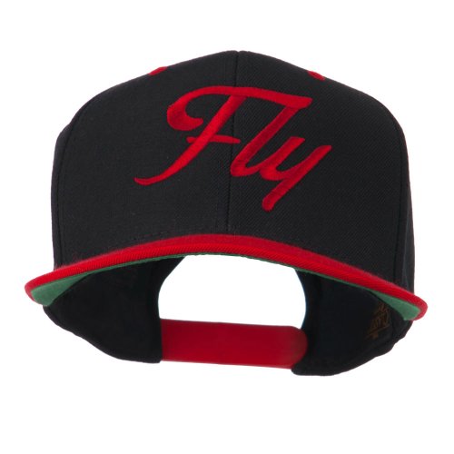 e4Hats.com Fly Embroidered Flat Bill Cap - color: Black Red