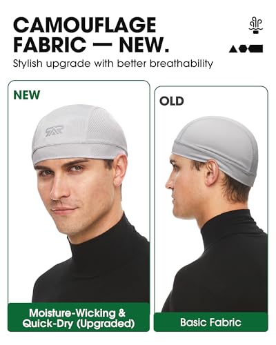 SUNMECI 2Pcs Camo Breathable Mesh Helmet Liner Skull Cap Cooling Cycling Moisture‑Wicking Hard Hat for Men Women - color: Black&gray