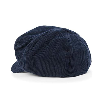 ililily Washed Cotton Newsboy Cabbie Cap Corduroy Duck Bill Flat Hunting Hat - color: Navy - New