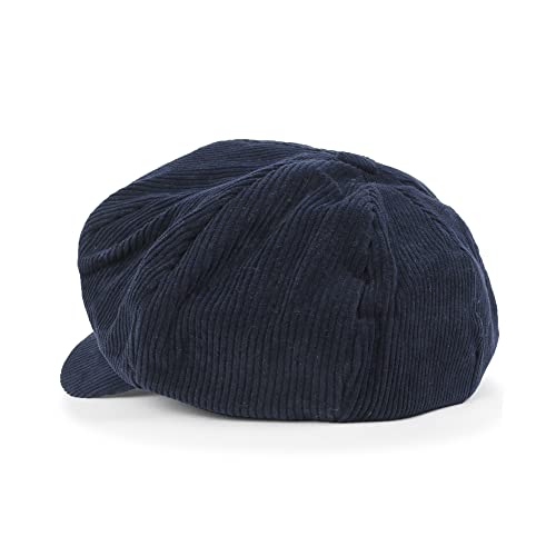 ililily Washed Cotton Newsboy Cabbie Cap Corduroy Duck Bill Flat Hunting Hat - color: Navy - New