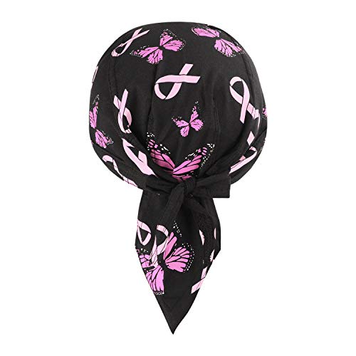Greenery-GRE Head Tie Quick Drying Cycling Cap Headband Skull Beanie Bandana Do Rags Moisture Wicking Pirate Hat Helmet Liner - color: Butterfly, Hot Pink+black