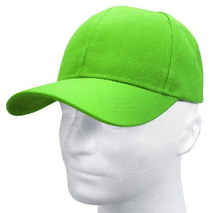 Falari Wholesale Bulk Lot 12-Pack Baseball Cap Adjustable Size Plain Blank Solid Color - color: Light Green