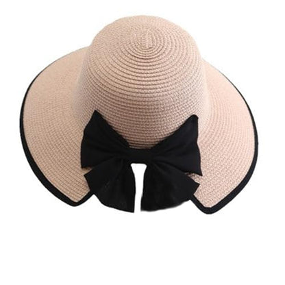 Womens Mens Wide Brim Straw Panama Hat Beach Sun Hat Summer Wide Brim Straw Roll up Hat Fisherman's UPF 50 - color: -Pink
