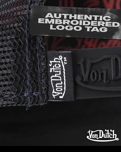 Von Dutch Unisex Trucker Hat, Colorblock, Mesh Back, Curved Bill, Snapback - color: Obsidian/Black