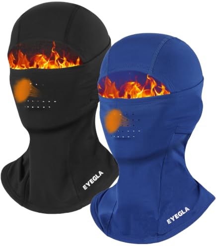 Winter Balaclava Ski Mask for Men Women Thermal Face Mask Breathable Face Cover for Cold Weather Motorcycle Snowboard - color: Black+blue(with Breath Hole)