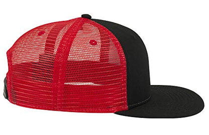 OTTO SNAP Hawaiian Pattern Square Flat Visor 6 Panel Pro Style Snapback Hat - color: Blk/Blk/Red