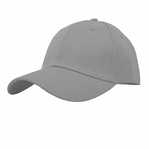 Glory Max Plain Baseball Cap Hook & Loop Strap Adjustable Solid Blank Curved Visor Hat - color: Gray
