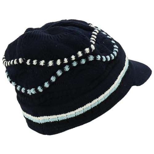 Armycrew Rasta Jamaica Style Thick Acrylic Knit Cuff Beanie Visor - color: Navy Sky 2