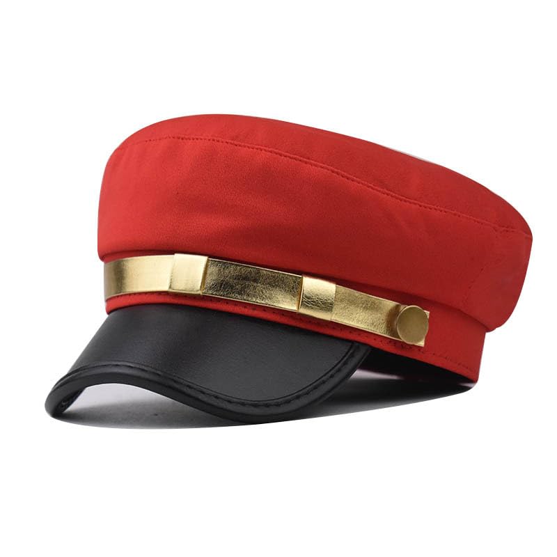 Chauffeur Hat Newsboy Cap Beret Driver Costumes Captain-Hat for Men Women - color: Gold-red
