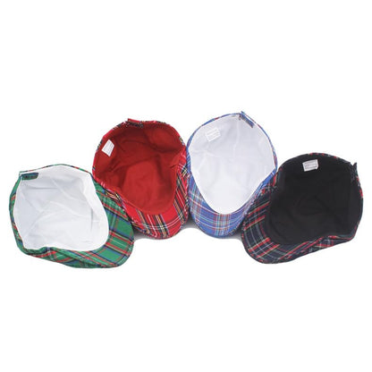 Men's Newsboy Hat Striped Plaid Cap Ivy Gatsby Cabbie Driving Irish Beret - color: Navy