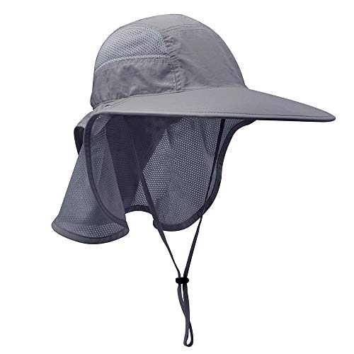Unisex Outdoor Activities UV Protecting Sun Hats with Neck Flap - color: Black-grey
