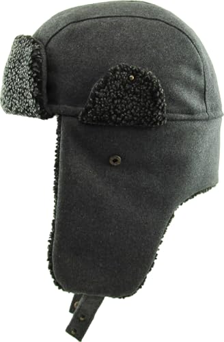 Wool Blend Aviator Trapper hat Trooper Ear Flaps Ushanka Eskimo Russian Warm Winter Cold… - color: Gray Wool Blend