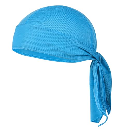 Sweat Wicking Doo Rag - Dew Rag Cooling Helmet Liner - Breathable Helmet Do Rag for Men and Women - color: Skyblue