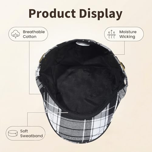 3Pcs Men's Newsboy Caps Cotton Cooling Hat Adjustable Flat Cap for Men - color: 5#-black+green+pink