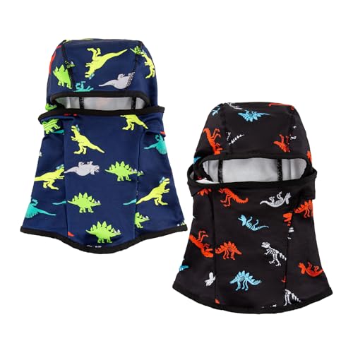 BAVST Toddler Boys Winter Balaclava Hat Windproof Kids Warm Ski Full Face Cover Baby Girls Cold Weather Snow Hat - color: A-navy+red Blue Dinosaur, size: 2-8 Years