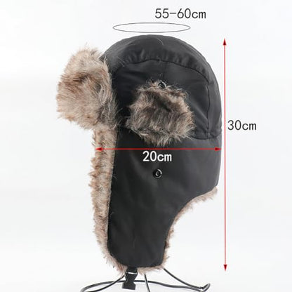 Winter Trapper Hats Unisex Faux Fur Hunting Hat Cold Weather Ski Cap Warm Windproof Trooper Hats with Ear Flaps Gray - color: Gray