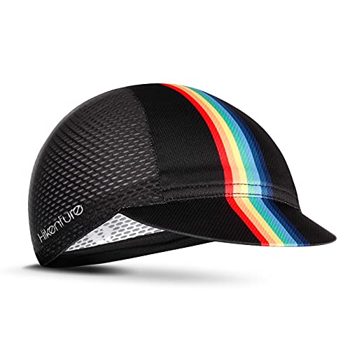 Hikenture Cycling Cap,Cooling Skull Cap Bike Hat with Sun Visor, Summer Breathable Helmet Liner Biking Cap for Men Women - color: Black