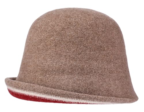 Women Warm Vintage Bucket Hats Fashion Fedora Cloche Cap Classic Felt Bowler Hat Outdoor Fall Winter - color: Mocha