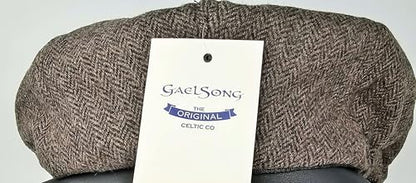 Traditional Men's Irish Flat Cap, 100% Wool Tweed, Made in Ireland - color: Brown, size: Small