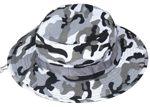 Rosoz Sun Hats for Men Women Bucket Hat UPF Protection Wide Brim Boonie Hat - color: 1pack-gray Camo2